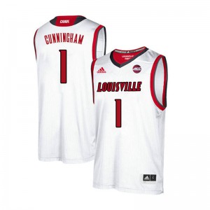 Men Louisville Cardinals Christen Cunningham #1 Embroidery White Jerseys 922791-561