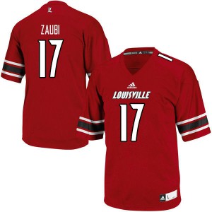 Mens Louisville Cardinals Drew Zaubi #17 Red Official Jersey 961845-367