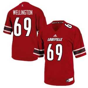 Mens Louisville Cardinals Brandon Wellington #69 Embroidery Red Jersey 896634-813