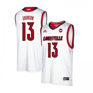 Mens Louisville Cardinals David Johnson #13 Basketball White Jerseys 672606-285