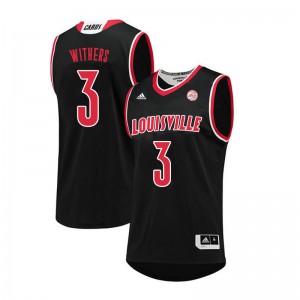 Men Louisville Cardinals Jae'Lyn Withers #3 Black Basketball Jerseys 119773-890