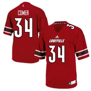 Men Louisville Cardinals Joe Comer #34 Red College Jersey 418719-495