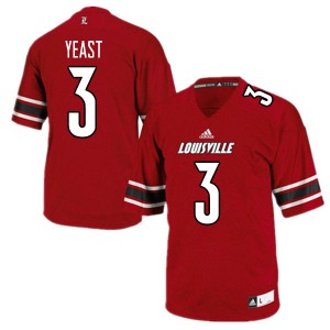 Men's Louisville Cardinals Russ Yeast #3 Red Football Jerseys 653465-743