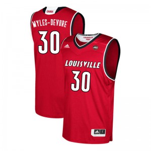 Men's Louisville Cardinals Ashton Myles-Devore #30 Red Embroidery Jerseys 882336-346