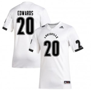 Men's Louisville Cardinals Derrick Edwards #20 Embroidery White Jerseys 989670-546