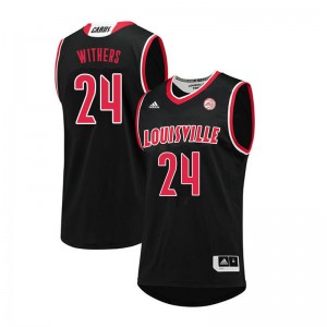 Men's Louisville Cardinals Jae'Lyn Withers #24 Black NCAA Jerseys 542314-332