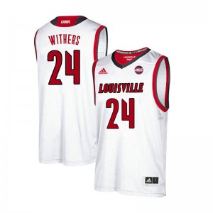 Mens Louisville Cardinals Jae'Lyn Withers #24 White NCAA Jersey 912938-654