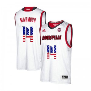 Men Louisville Cardinals Anas Mahmoud #14 USA Flag Fashion White University Jersey 684962-988