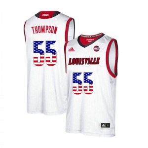 Men Louisville Cardinals Billy Thompson #55 White Stitched USA Flag Fashion Jerseys 194370-182
