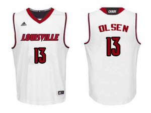 Mens Louisville Cardinals Bud Olsen #13 White College Jerseys 520560-252