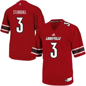 Mens Louisville Cardinals Cornelius Sturghill #3 Football Red Jersey 808949-744