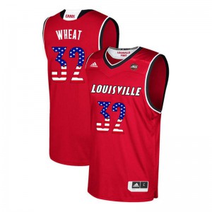 Men Louisville Cardinals DeJuan Wheat #32 Red Official USA Flag Fashion Jerseys 175059-811