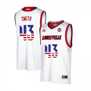 Mens Louisville Cardinals Derek Smith #43 USA Flag Fashion White NCAA Jersey 337566-157