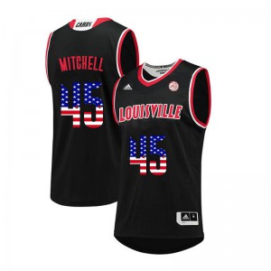 Men's Louisville Cardinals Donovan Mitchell #45 USA Flag Fashion Official Black Jerseys 774481-448