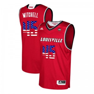 Men Louisville Cardinals Donovan Mitchell #45 College USA Flag Fashion Red Jerseys 483214-431