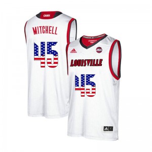 Men's Louisville Cardinals Donovan Mitchell #45 White Player USA Flag Fashion Jersey 438799-916