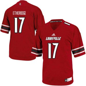 Mens Louisville Cardinals Dorian Etheridge #17 Red Football Jersey 463485-346