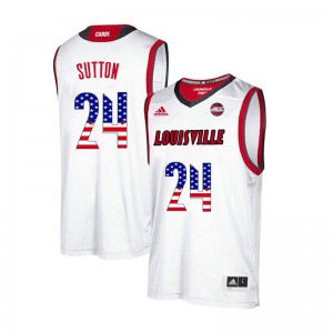 Men's Louisville Cardinals Dwayne Sutton #24 University USA Flag Fashion White Jerseys 612574-170