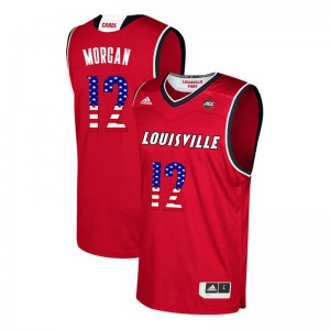 Men's Louisville Cardinals Jim Morgan #12 Basketball Red USA Flag Fashion Jersey 775830-920