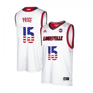 Mens Louisville Cardinals Jim Price #15 USA Flag Fashion White Player Jersey 418671-702