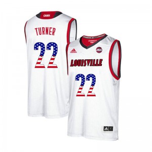 Mens Louisville Cardinals John Turner #22 USA Flag Fashion White Stitch Jersey 103241-689