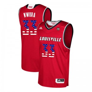 Men Louisville Cardinals Jordan Nwora #33 USA Flag Fashion Red NCAA Jersey 240706-720