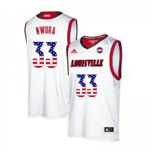 Men's Louisville Cardinals Jordan Nwora #33 USA Flag Fashion White Basketball Jerseys 476612-619