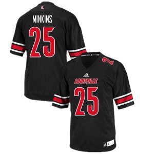 Men's Louisville Cardinals Josh Minkins #25 Black Stitch Jersey 668376-846