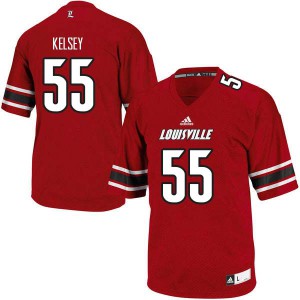 Mens Louisville Cardinals Keith Kelsey #55 Official Red Jerseys 466085-449