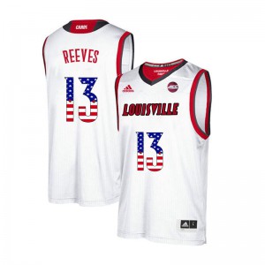 Men's Louisville Cardinals Kenny Reeves #13 USA Flag Fashion White Stitched Jersey 583662-443