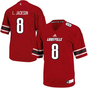 Men's Louisville Cardinals Lamar Jackson #8 Red Embroidery Jersey 313516-872