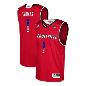 Men Louisville Cardinals Lance Thomas #1 Red USA Flag Fashion Stitched Jerseys 965240-434