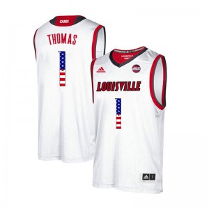 Mens Louisville Cardinals Lance Thomas #1 White Basketball USA Flag Fashion Jersey 774748-612