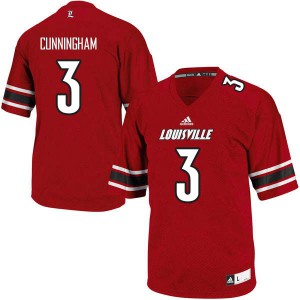 Men's Louisville Cardinals Malik Cunningham #3 Red Official Jerseys 560930-838
