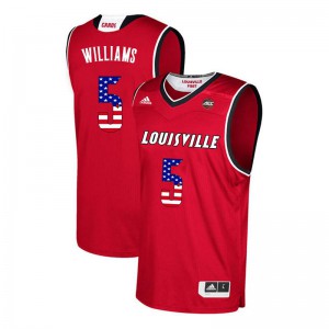 Men Louisville Cardinals Malik Williams #5 Red USA Flag Fashion Stitch Jerseys 364457-665