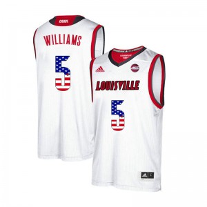 Men Louisville Cardinals Malik Williams #5 White USA Flag Fashion Player Jerseys 439687-678