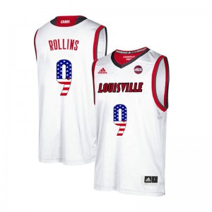 Men Louisville Cardinals Phil Rollins #9 USA Flag Fashion White Stitch Jersey 985357-641