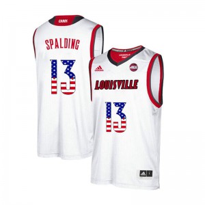 Mens Louisville Cardinals Ray Spalding #13 USA Flag Fashion White Stitch Jersey 256796-849