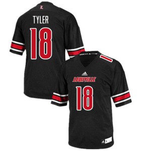 Men Louisville Cardinals Ty Tyler #18 Stitch Black Jerseys 295154-403