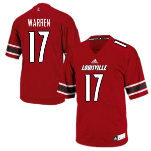 Men's Louisville Cardinals Will Warren #17 Red Stitch Jerseys 679326-757