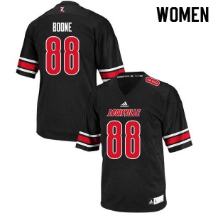 Womens Louisville Cardinals Adonis Boone #89 Black Stitch Jerseys 955608-440