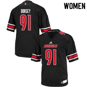 Women Louisville Cardinals Derek Dorsey #91 High School Black Jerseys 444614-967