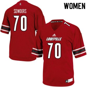 Womens Louisville Cardinals Emmanual Sowders #70 Embroidery Red Jerseys 545756-573