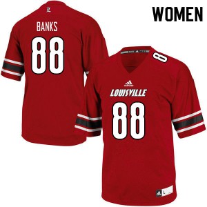 Women Louisville Cardinals Jeffrey Banks #88 Stitch Red Jersey 935638-989