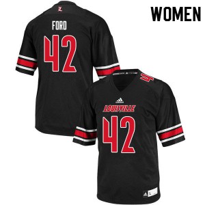 Women Louisville Cardinals Marshon Ford #42 Black Stitch Jerseys 789356-905