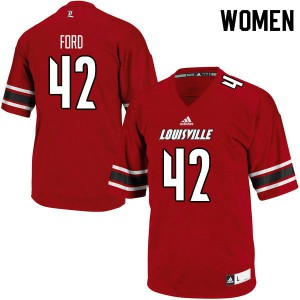 Women Louisville Cardinals Marshon Ford #42 NCAA Red Jerseys 747701-729