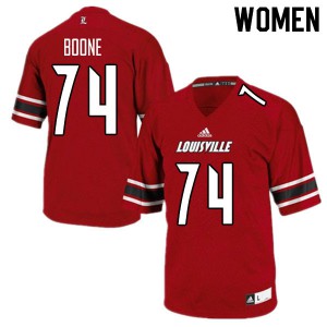 Women's Louisville Cardinals Adonis Boone #74 Red Embroidery Jersey 424872-658