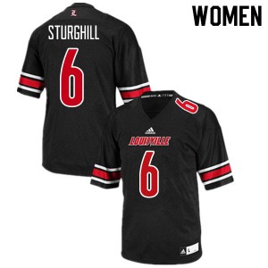 Womens Louisville Cardinals Cornelius Sturghill #6 Black University Jersey 185577-387