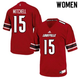Women Louisville Cardinals Jalen Mitchell #15 Red Embroidery Jerseys 919261-400
