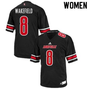 Womens Louisville Cardinals Keion Wakefield #8 Black University Jersey 931210-544